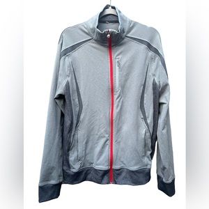 Lululemon Mens Kung Fu Jacket Size Large Light and Dark Gray with Red Zipper